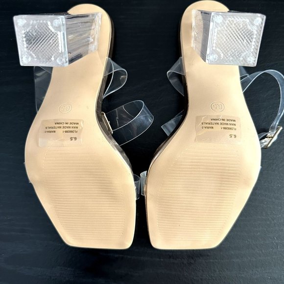 Revol Women's Ankle Strap High Heel Sandals - Transparent heels  - Square Heels - Picture 7 of 7